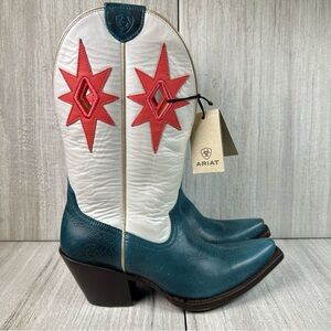 NEW Ariat Starlight Western Snip Toe Cowboy Boot Turquoise White Womens Size 7